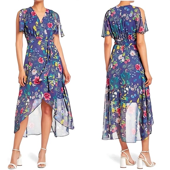 Eliza J Dresses & Skirts - NWT Eliza J Women's High Low Floral Dress with Flutter Sleeves- size 8